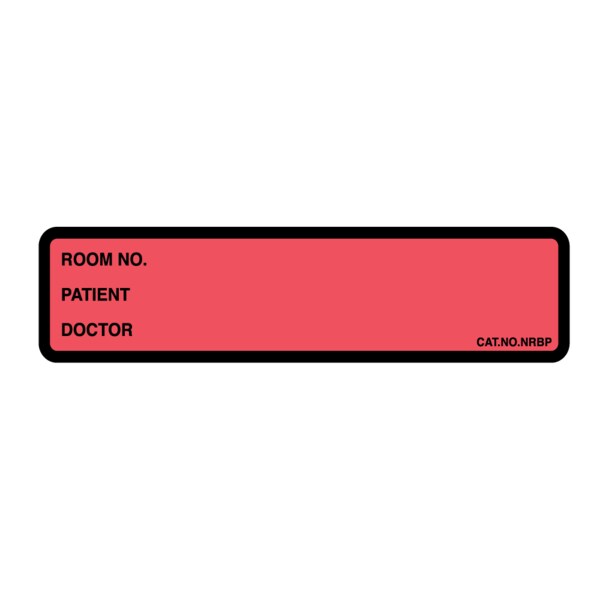 Printed Chart Labels- Room No/name, Doctor 1-3/8" x 5-3/8" Red w/Black